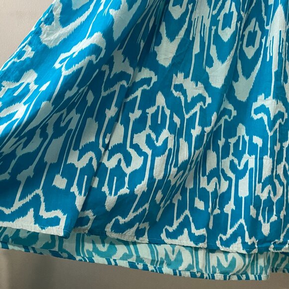 Handmade Plus Size Cotton Blue Pattern Elastic Straps Dress - Picture 12 of 16